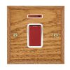 Woods Chamfered Medium Oak 1 gang 45A Double Pole Rocker and Neon Red/White