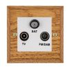 Woods Chamfered Medium Oak Non-Isolated TV+FM+SAT Triplexer 1in/3out (DAB Compatible) White