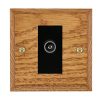 Woods Chamfered Medium Oak 1 gang Non-Isolated TV (Female) (DAB Compatible) Black