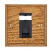 Woods Chamfered Medium Oak 1 gang RJ12 Outlet - Unshielded Black