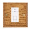 Woods Chamfered Medium Oak 1 gang RJ12 Outlet - Unshielded White