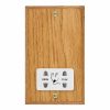 Woods Chamfered Medium Oak Shaver Dual Voltage Unswitched Socket (Vertically Mounted) White