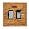 Woods Chamfered Medium Oak 1 gang 13A Double Pole Fused Spur and Neon Bright Chrome/Black