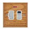 Woods Chamfered Medium Oak 1 gang 13A Double Pole Fused Spur and Neon Bright Chrome/White