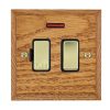 Woods Chamfered Medium Oak 1 gang 13A Double Pole Fused Spur and Neon Polished Brass/Black