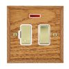 Woods Chamfered Medium Oak 1 gang 13A Double Pole Fused Spur and Neon Polished Brass/White