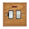 Woods Chamfered Medium Oak 1 gang 13A Double Pole Fused Spur and Neon Satin Chrome/Black