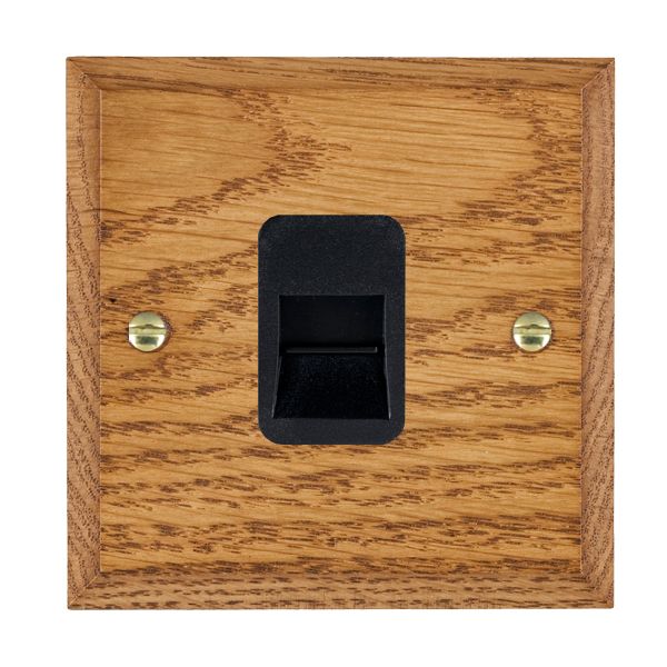 Woods Chamfered Medium Oak 1 gang Telephone Slave Black