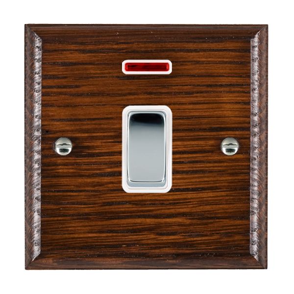 Woods Ovolo Antique Mahogany 1 gang 20AX Double Pole Rocker and Neon Bright Chrome/White