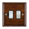 Woods Ovolo Antique Mahogany 1 gang 13A Double Pole Fused Spur and Neon Satin Chrome/Black