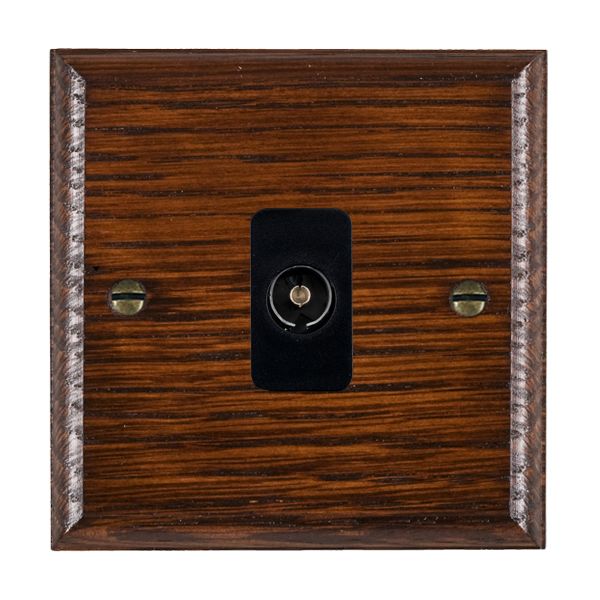 Woods Ovolo Antique Mahogany 1 gang Isolated TV 1in/1out Black