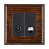 Woods Ovolo Antique Mahogany 2 gang Non-Isolated TV+Satellite 2in/2out Black