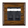 Woods Ovolo Dark Oak 2 gang RJ12 Outlet - Unshielded Black