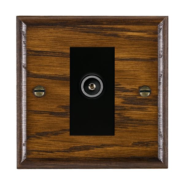 Woods Ovolo Dark Oak 1 gang Non-Isolated TV (Female) (DAB Compatible) Black