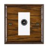 Woods Ovolo Dark Oak 1 gang Non-Isolated TV (Female) (DAB Compatible) White