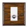 Woods Ovolo Dark Oak 1 gang Non-Isolated Satellite White
