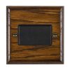 Woods Ovolo Dark Oak 1 gang 10A Triple Pole Rocker Black/Black