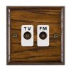 Woods Ovolo Dark Oak Isolated TV/FM Diplexer 1in/2out White