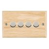 Woods Ovolo Light Oak 4 gang 100W LED 2 Way Push On/Off Rotary Dimmer Bright Chrome