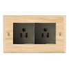 Woods Ovolo Light Oak 2 gang 15A 110V AC American Unswitched Socket Black