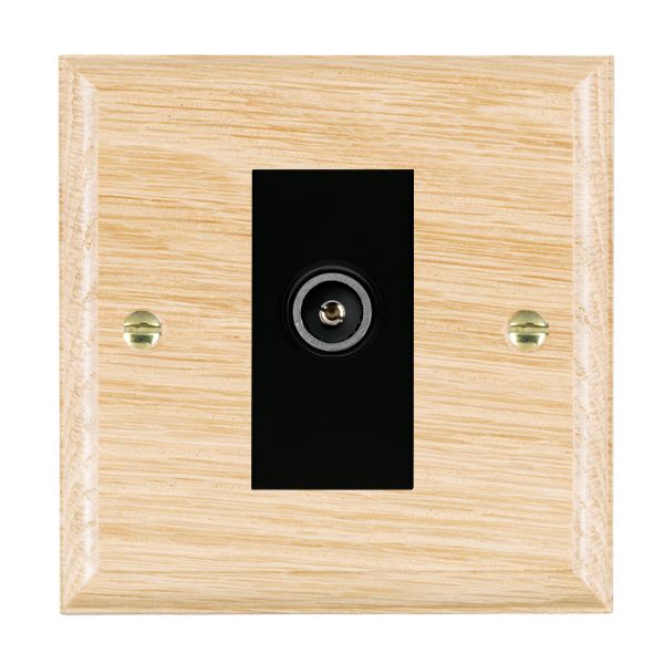 Woods Ovolo Light Oak 1 gang Non-Isolated TV (Female) (DAB Compatible) Black