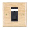 Woods Ovolo Light Oak 1 gang RJ45 CAT 5E Outlet - Unshielded Black