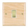 Woods Ovolo Light Oak 1 gang 10AX Intermediate Rocker Polished Brass/White