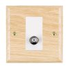 Woods Ovolo Light Oak 1 gang Non-Isolated Satellite White