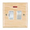 Woods Ovolo Light Oak 1 gang 13A Double Pole Fused Spur and Neon Satin Chrome/White