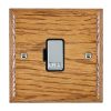 Woods Ovolo Medium Oak 1 gang 13A Fuse Only Bright Chrome/Black