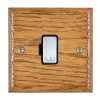 Woods Ovolo Medium Oak 1 gang 13A Fuse Only Satin Chrome/Black